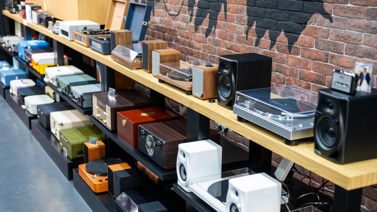 The cost of vinyl record players start from Dh300