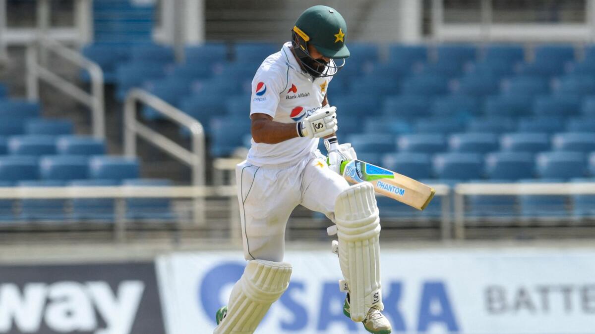 Fawad Alam of Pakistan celebrates his century during day 3 of the 2nd Test against West Indies at Sabina Park, Kingston, Jamaica. — AFP