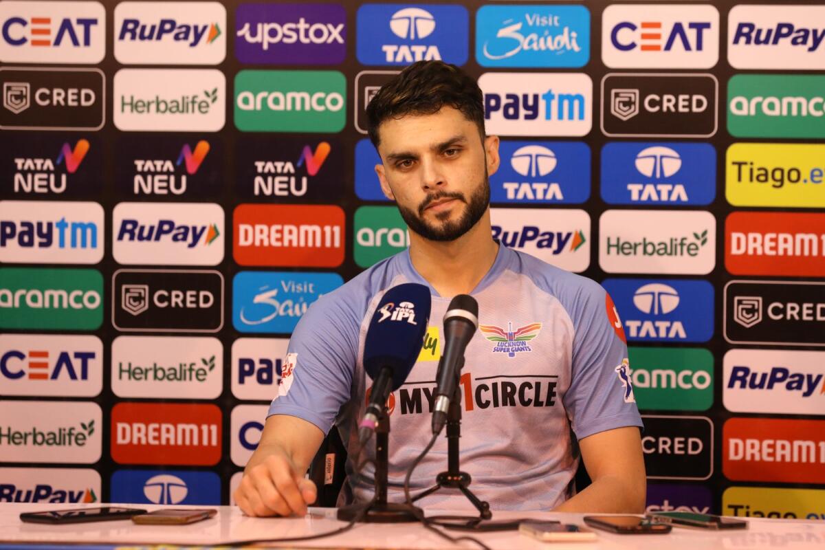 Naveen-ul-Haq of Lucknow Super Giants at the post-match press conference. — IPL
