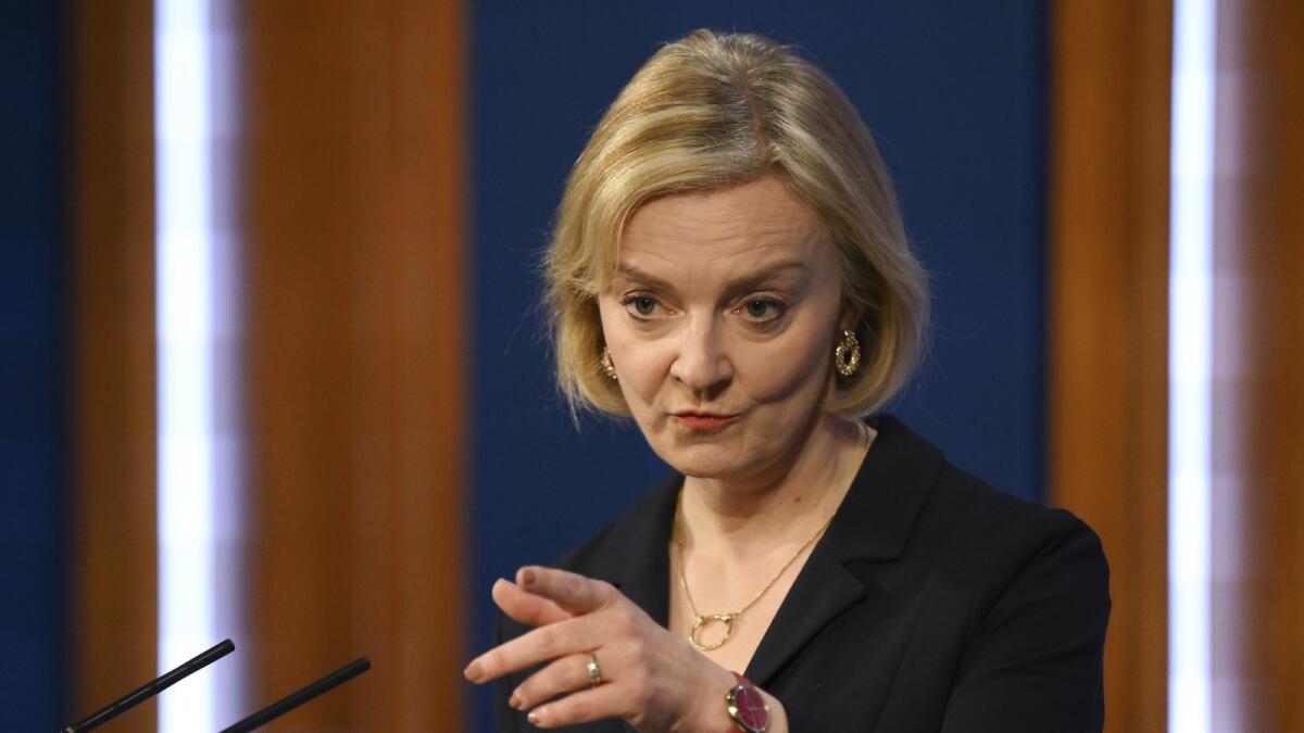Britain's Prime Minister Liz Truss attends a press conference in the Downing Street Briefing Room in central London. — AP