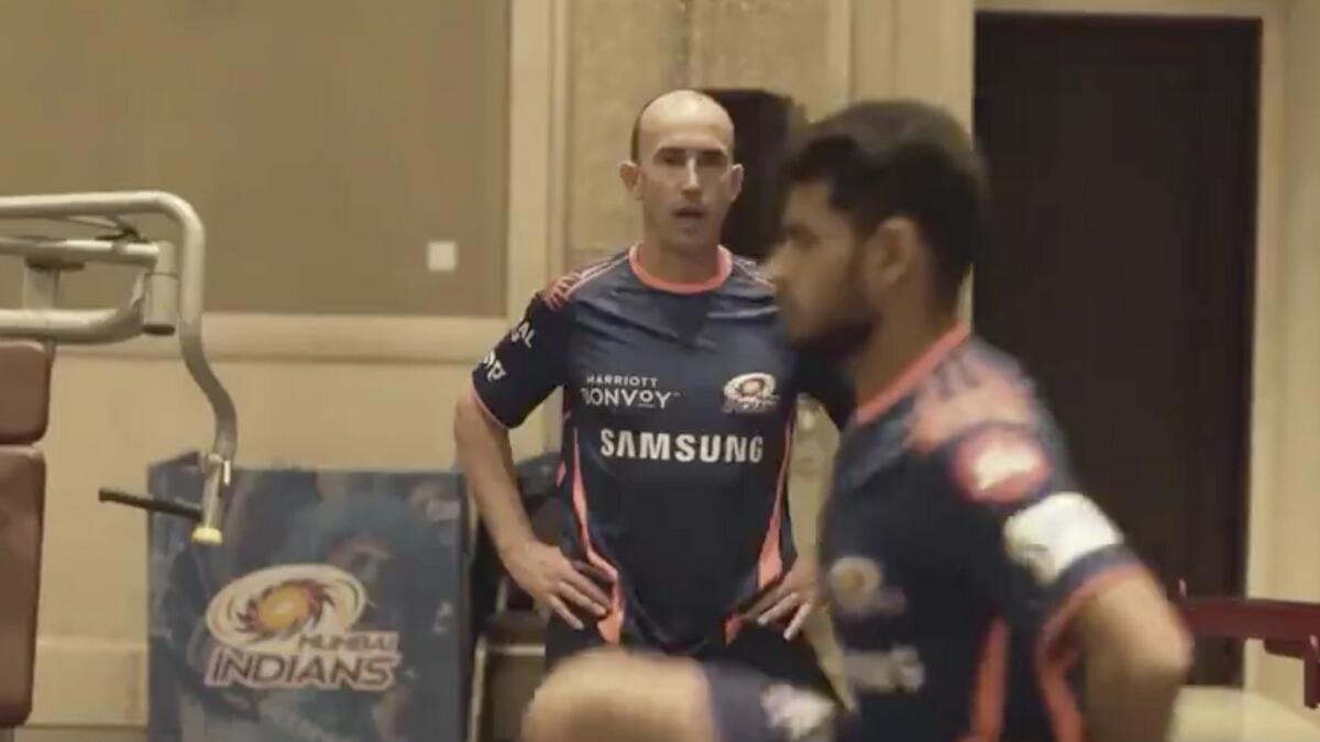 Mumbai Indians strength and conditioning coach Paul Chapman (left). - Mumbai Indians screen grab
