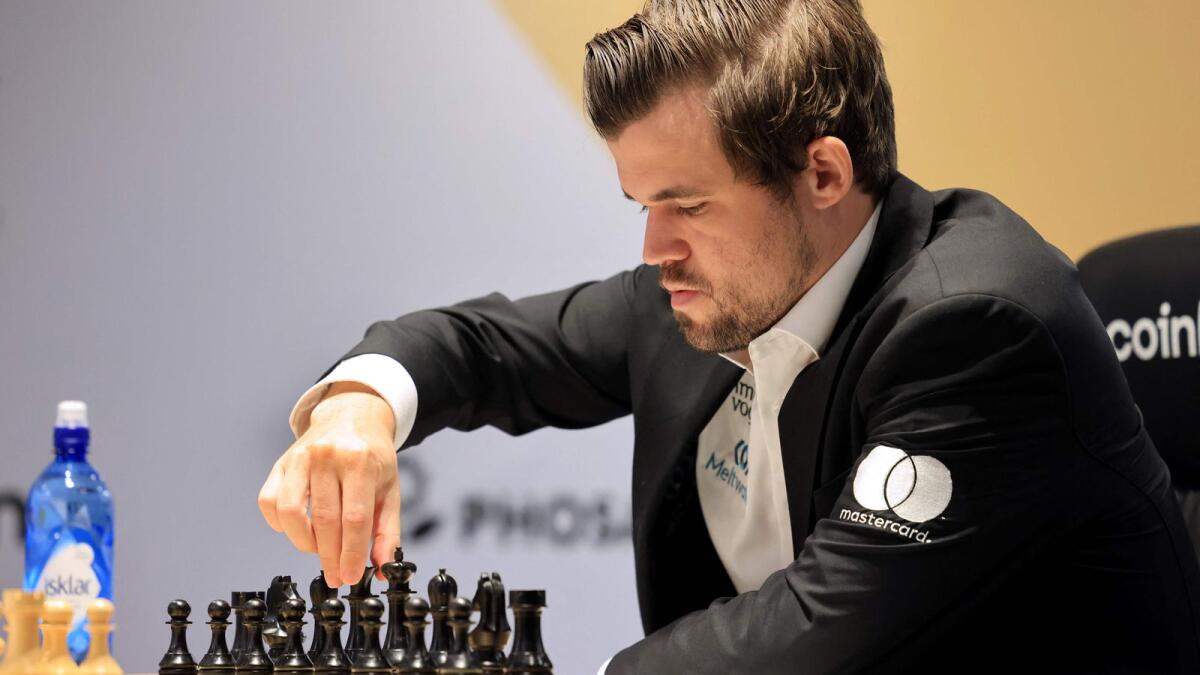 Norway's grandmaster Magnus Carlsen during game nine against Russia's grandmaster Ian Nepomniachtchi in the World Chess Championship match in Dubai. (AFP)