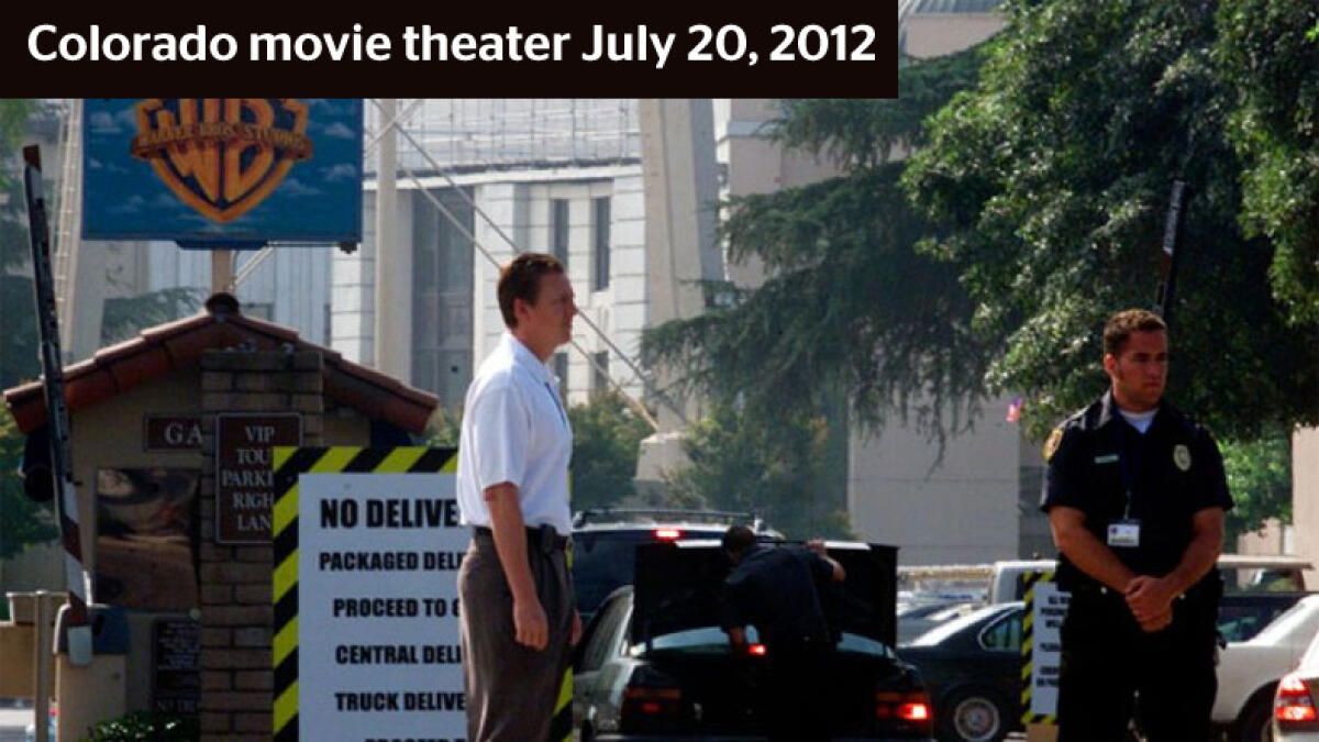 A masked gunman kills 12 people and wounds 70 when he opens fire on moviegoers at a midnight premiere of the Batman film “The Dark Knight Rises” in Aurora, a Denver suburb. A former graduate student is sentenced to life in prison for the rampage.