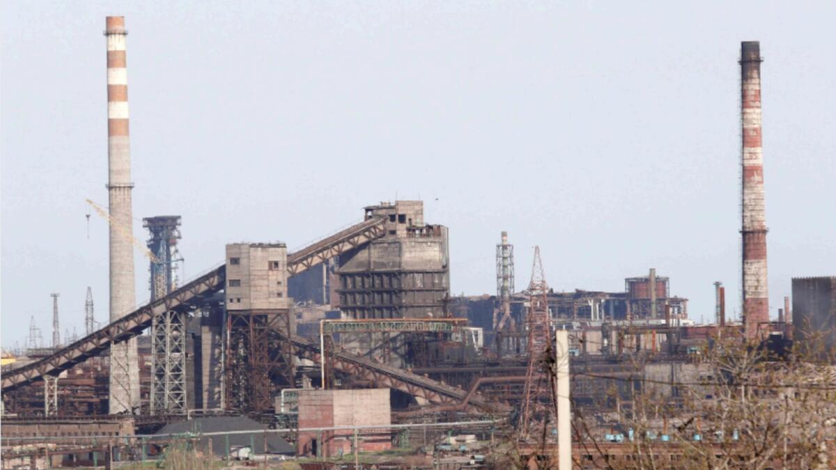 A plant of Azovstal Iron and Steel Works during Ukraine-Russia conflict in the southern port city of Mariupol. — Reuters