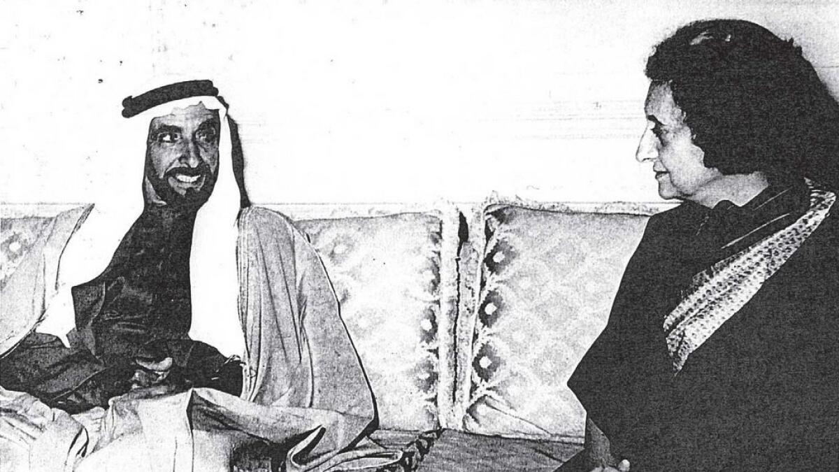 1981- Shaikh Zayed in conversation with Indira Gandhi during her two-day visit to the UAE.