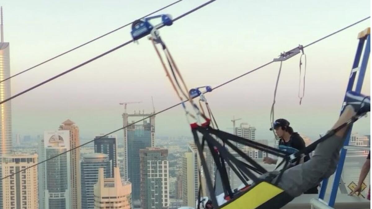 Video: Sheikh Hamdans zipline stunt in Dubai Marina