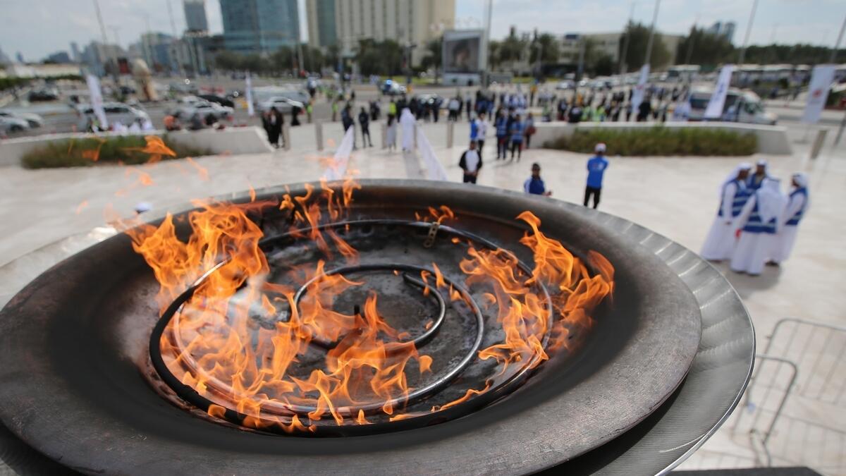 The flame of hope for the Special Olympics World Games Abu Dhabi 2019 was lit in a ceremony at The Founders Memorial in Abu Dhabi.-Photo by Ryan Lim