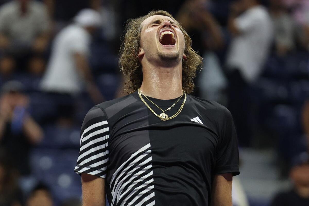 Alexander Zverev of Germany reacts after defeating Jannik Sinner of Italy. — AFP