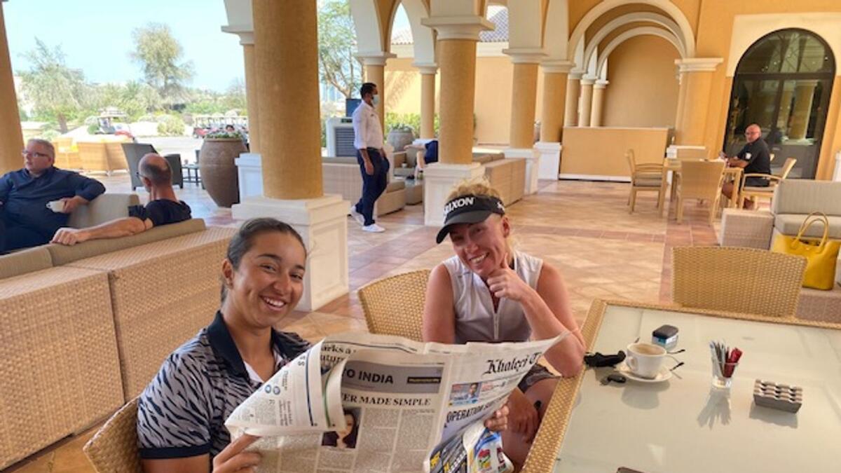 Kristyna Napoleaova (left) with fellow Czech Republic golfer Sideri Vanova at The Els Club, Dubai. (Supplied photo)
