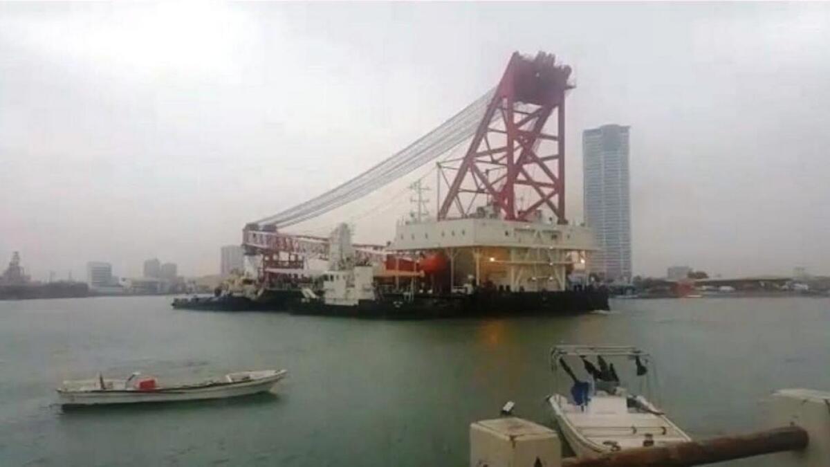 Video: Vessel misses RAK bridge amid strong winds