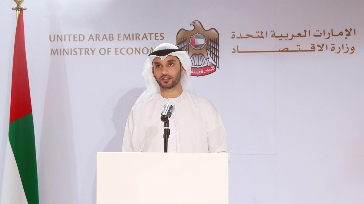 Abdulaziz Alnuaimi, assistant undersecretary of the Commercial Affairs Regulation Sector at the Ministry of Economy, addressing a press conference in Dubai on Thursday. — Supplied photo 