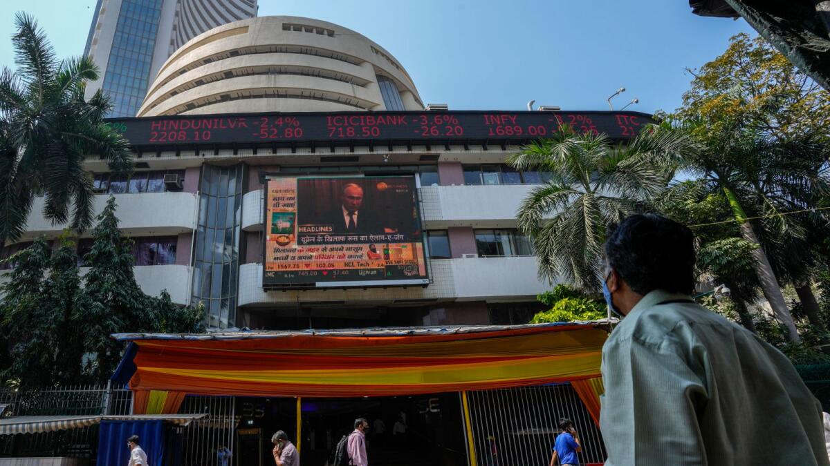 Following the RBI Governor’s announcement, the Sensex tumbled to a low of 55,501.60 points. — AP file photo