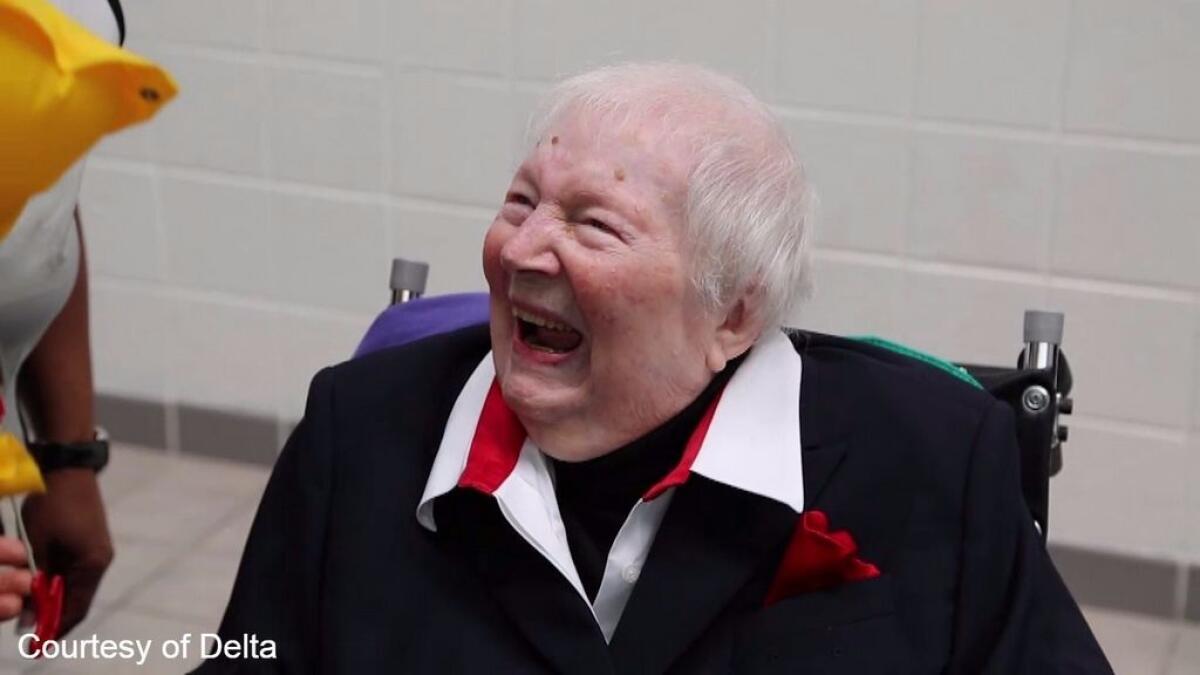 WATCH: At 96 Clem got a chance to become cabin crew