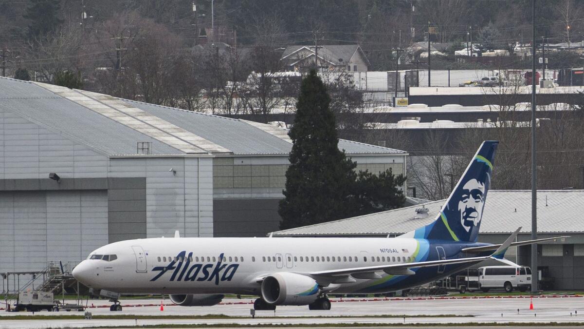 Alaska Airlines Boeing 737 MAX 9 aircraft is seen grounded at Portland International Airport. — AFP file