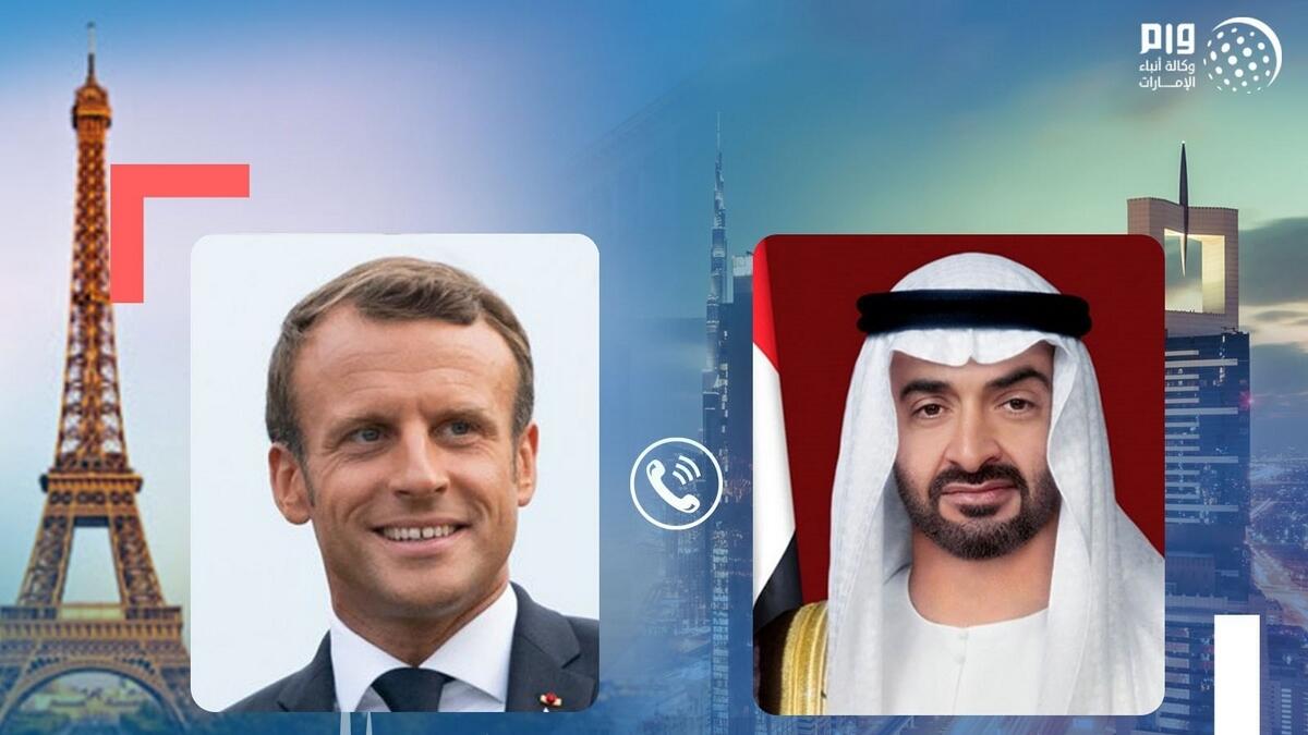 Sheikh Mohamed, Abu Dhabi, Emmanuel Macron, France, phone call, bilateral, relations, regional, developments