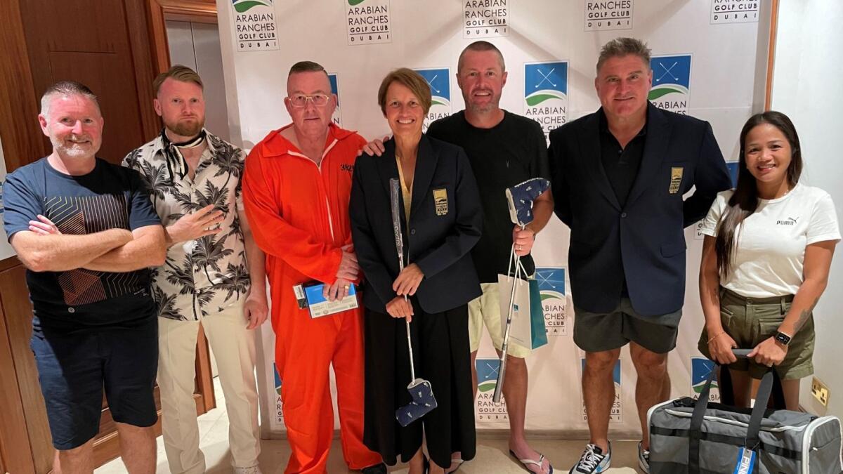From left to right: Patrick Treanor, Mark Laing, Adrian Black, Lady Club Captain Nicola Breeze, Mike Robson, Captain Mark Gathercole and Laira Taylor. - Supplied photo