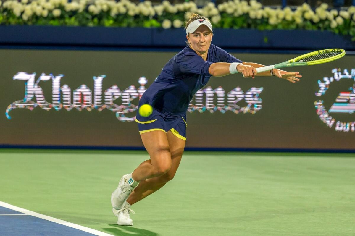 Barbora Krejcikova hits a return during her semifinal win. — Photo by Shihab