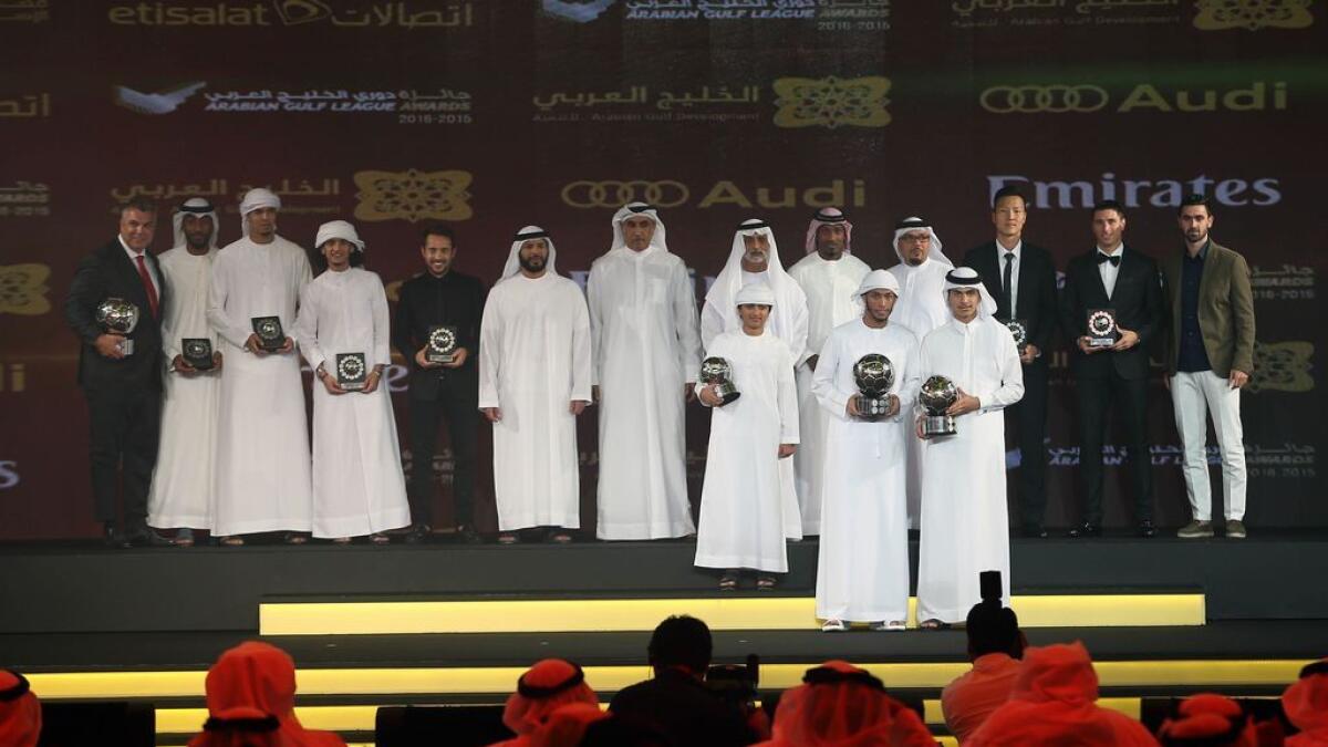 Shaikh Nahyan bin Mubarak Al Nahyan presides over the Arabian Gulf League Awards at Emirates Palace in Abu Dhabi on Saturday night.