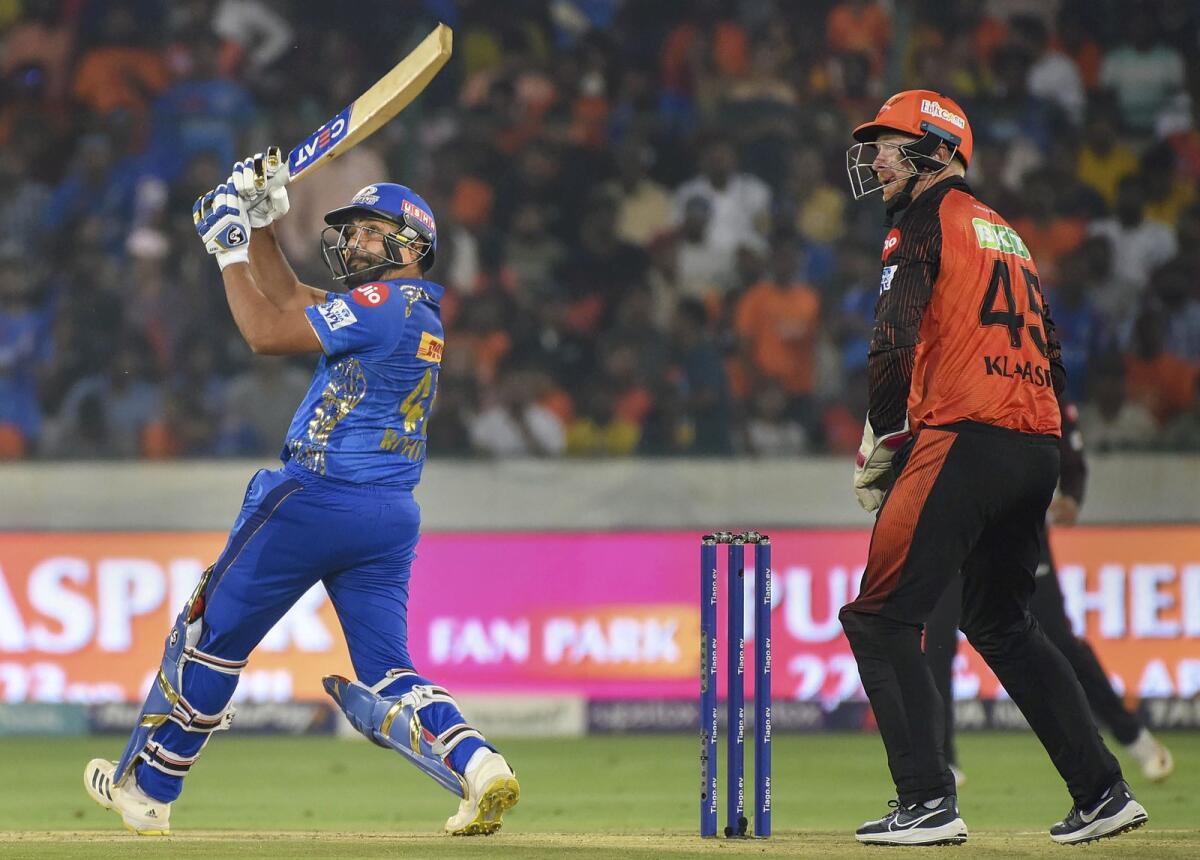 Mumbai Indians batter Rohit Sharma plays a shot. — PTI