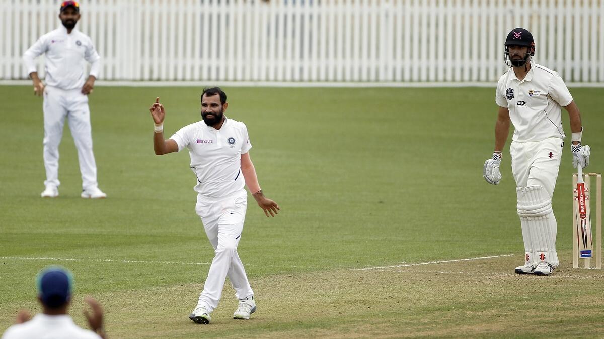 ON TOP: Mohammed Shami reacts during the three-day practice match against New Zealand XI.