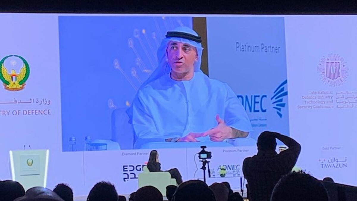 Yousef Al Ottaiba, Minister of state and the UAE Ambassador to the US addressing the defence conference. — Supplied photo