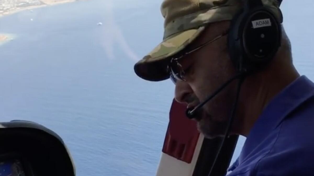 Video: Sheikh Mohamed pilots chopper over Abu Dhabi