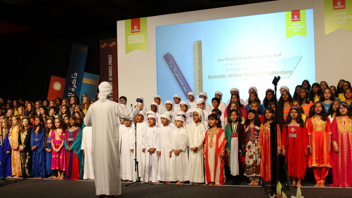 Emirates Litfest choir performs at the opening of the festival — Photos by Juidin Bernarrd