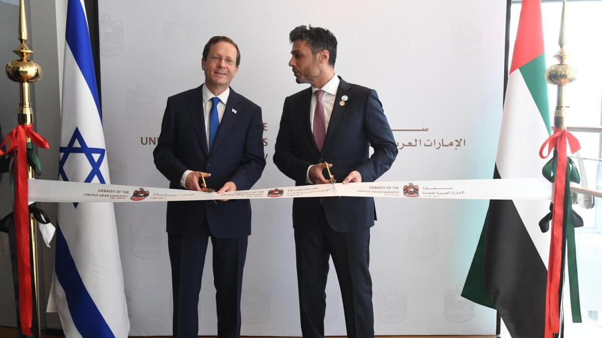 Mohamed Al Khaja, UAE Ambassador to Israel, with Amir Hayek, Ambassador of Israel in the UAE.