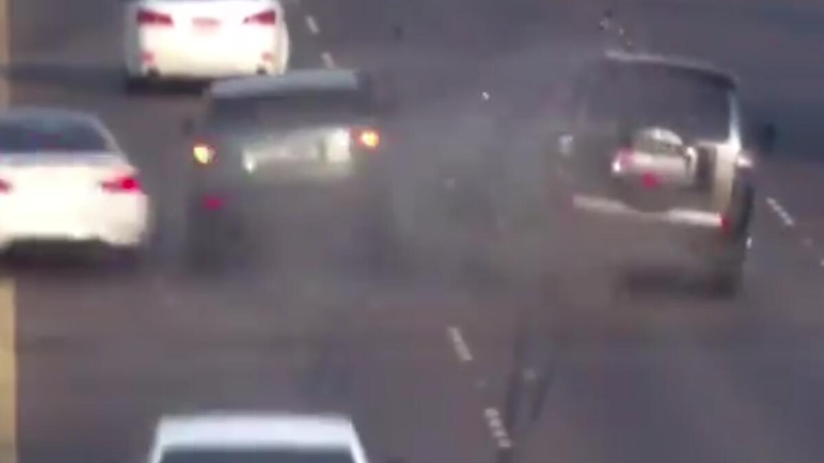 Horrific three-car collision on UAE road caught on camera 