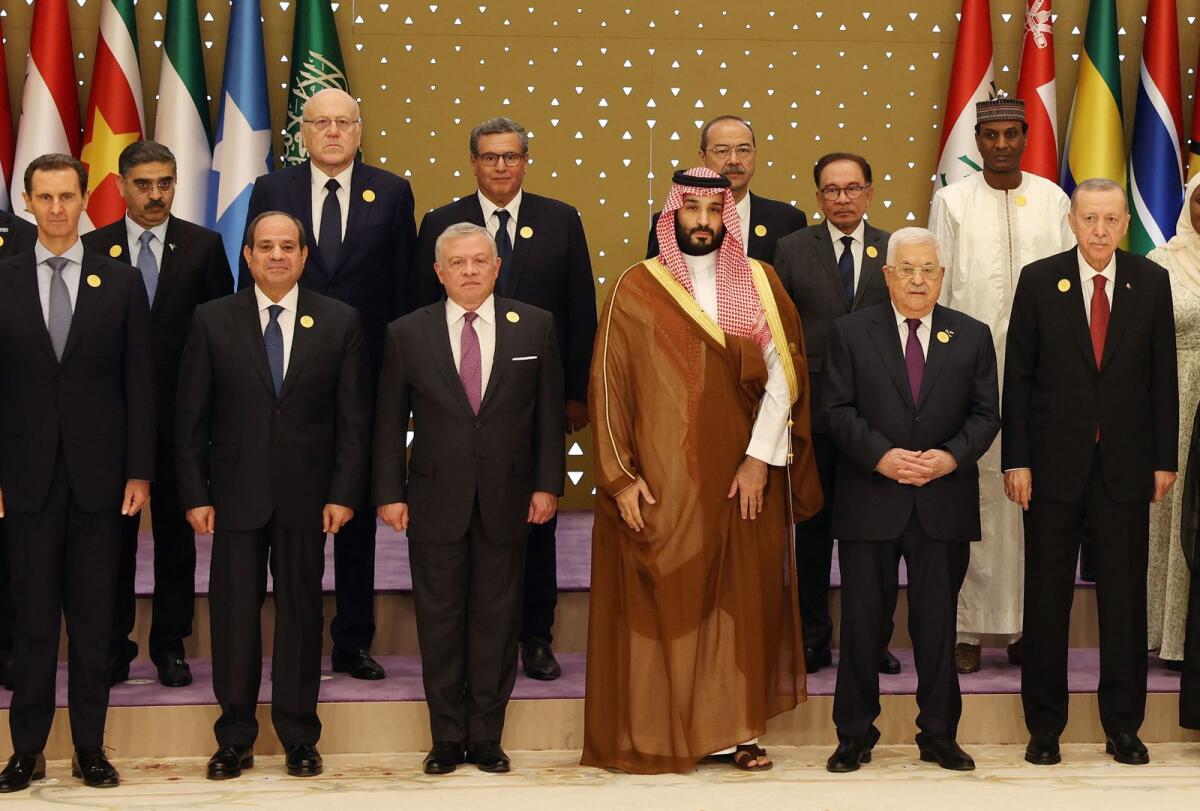Arab leaders and Iran's president meeting in the Saudi capital Saturday roundly condemned Israel's actions in its war against Hamas in Gaza. Photo: AFP