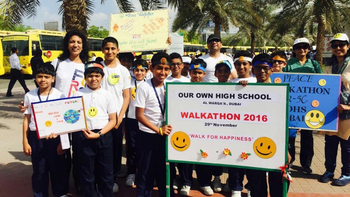 More than 3,000 Dubai school students walk to spread happiness