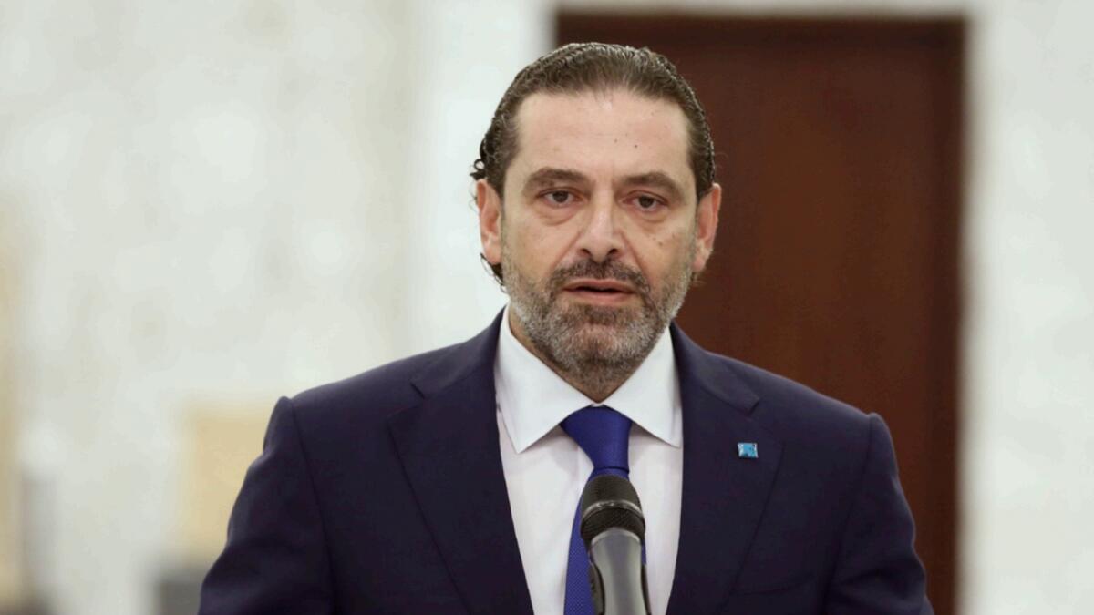 Saad Hariri speaks after his meeting with president Michel Aoun. — AP