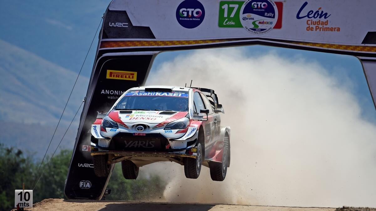 THE CHAMPION: Sebastien Ogier and co-driver Julien Ingrassia of the Toyota Yaris WRT compete during the third stage.
