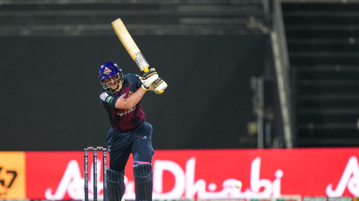 Tom Kohler-Cadmore of the Deccan Gladiators during his swashbuckling knock against the Bangla Tigers on Wednesday. — Abu Dhabi T10
