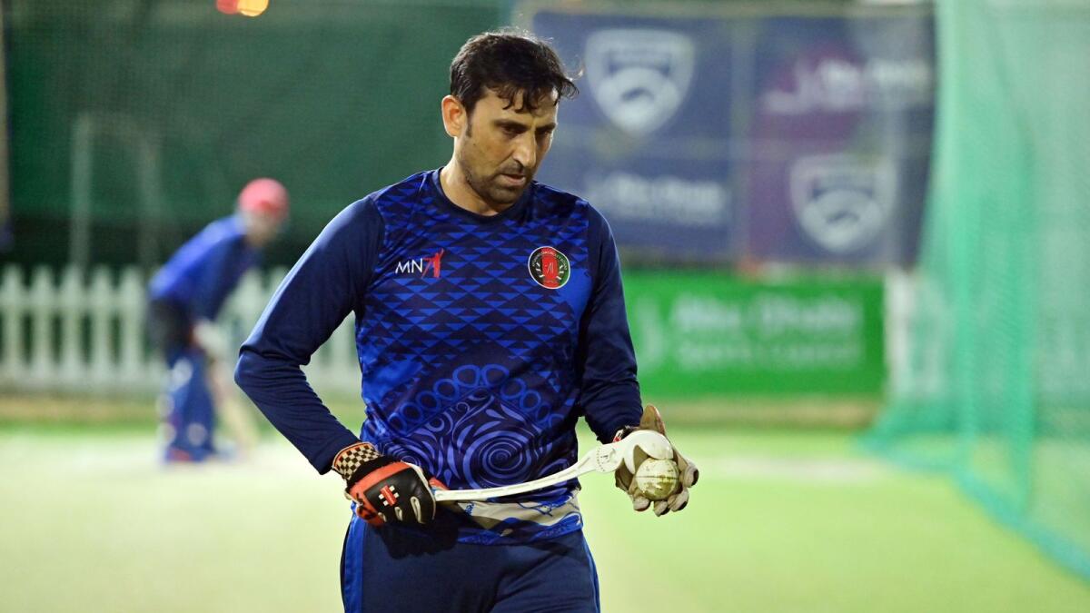 Younis Khan during a training session with the Afghanistan team at the Zayed Cricket Stadium in Abu Dhabi. (Supplied photo)