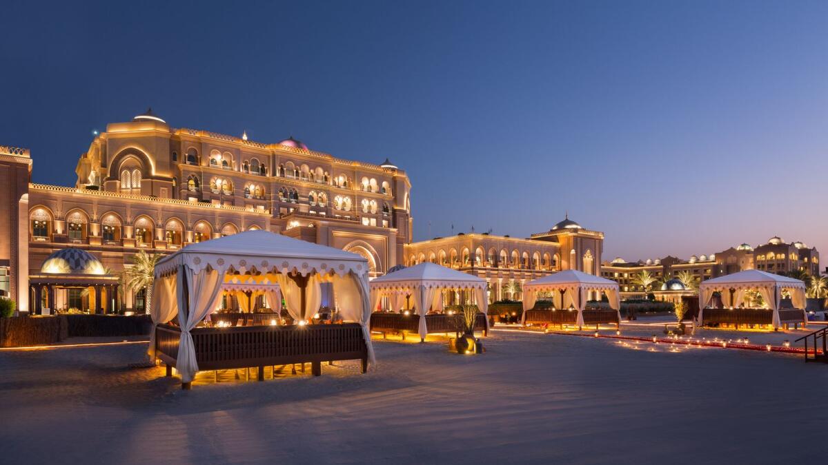 Palatial feel. Mezlai at Emirates Palace Abu Dhabi exemplifies Emirati culture and hospitality and is putting on a traditional buffet with soups, cold and hot mezze, live cooking stations, and a generous dessert selection for Dh295 per person.