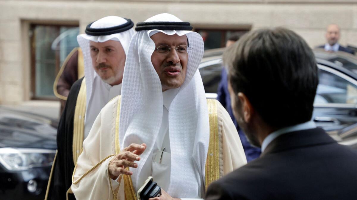Saudi Arabia's Minister of Energy Prince Abdulaziz bin Salman Al-Saud arrives for an opec+ meeting in Vienna on Sunday. — Reuters