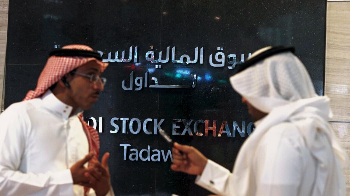 Traders  at the Saudi Stock Exchange (Tadawul) in Riyadh. — Reuters