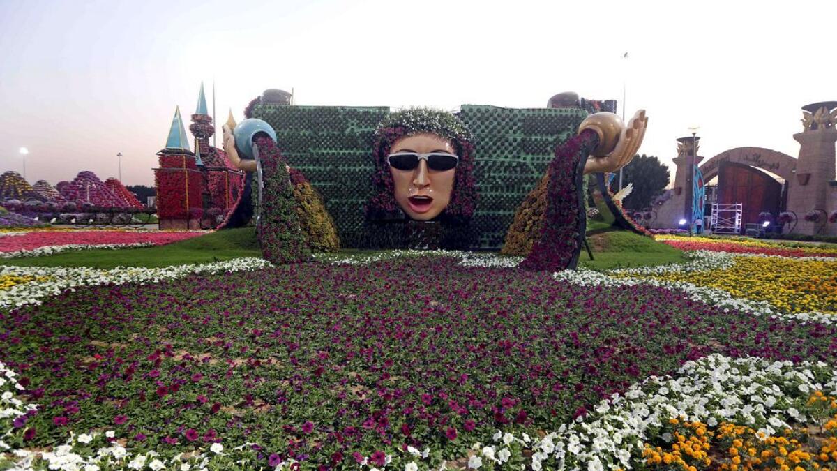 The Earth Goddess flower installation at the Miracle.- Photo by Dhes Handumon/Khaleej Times