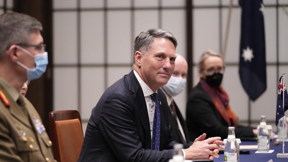 Australian Defence Minister Richard Marles, centre, during a talk with Japan's Defence Minister Yasukazu Hamada in Tokyo. — AP file photo