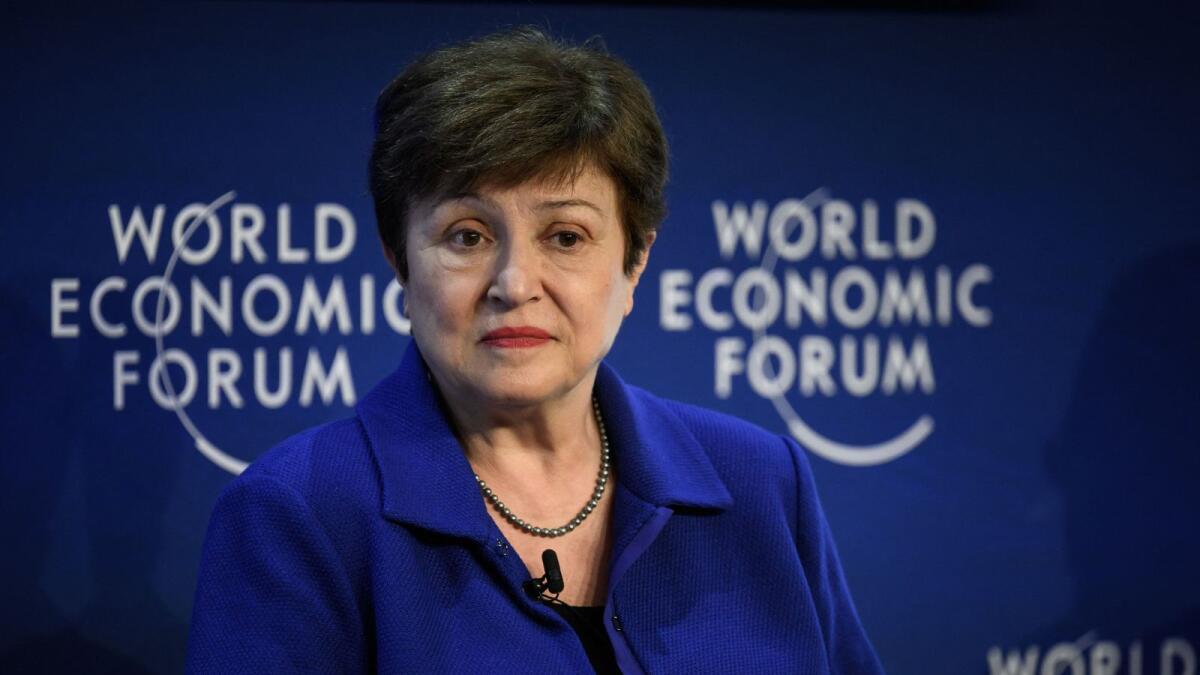 International Monetary Fund (IMF) managing director Kristalina Georgieva takes part in the World Economic Forum (WEF) annual meeting in Davos. — AFP