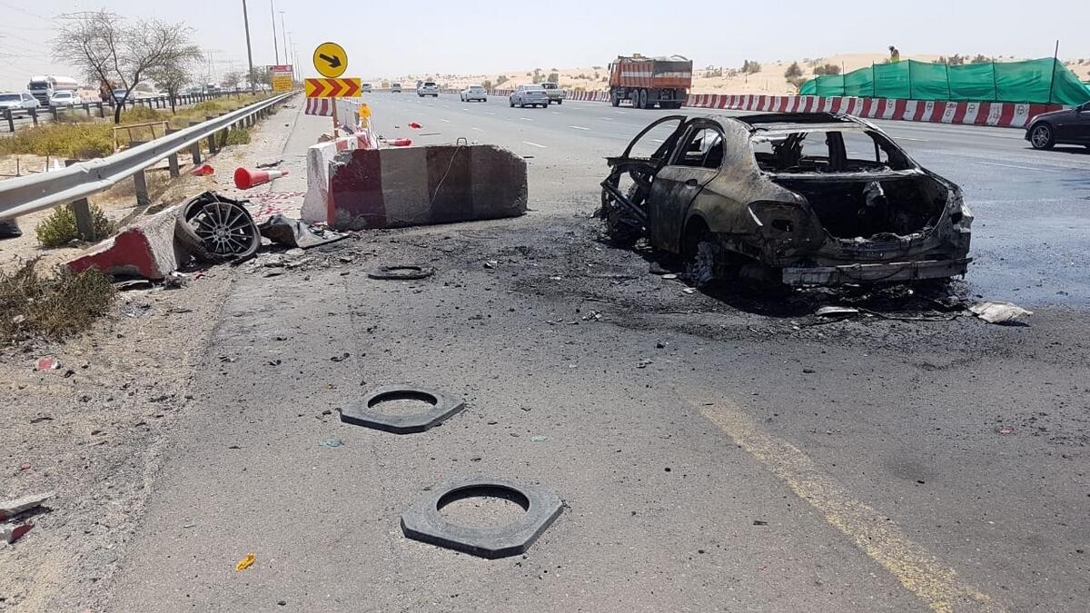 Man seriously injured after car collides with barrier in Dubai 