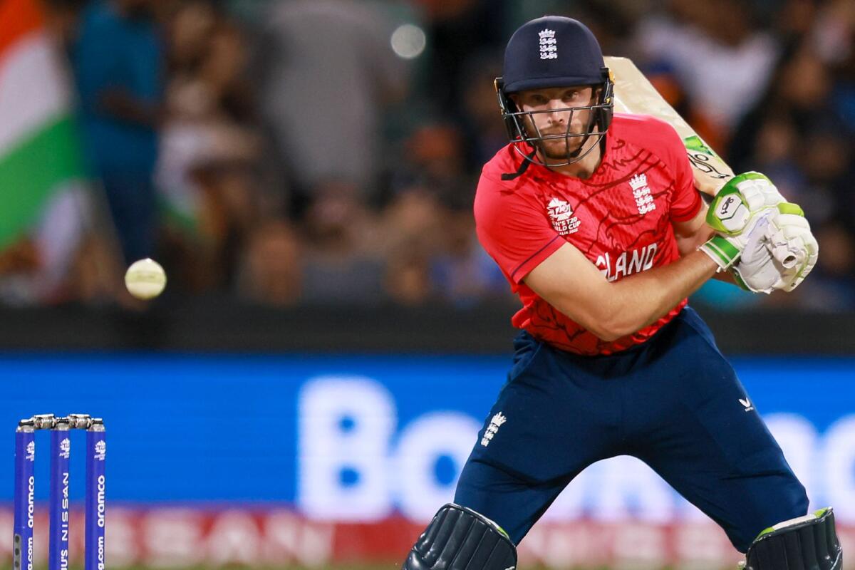 England's Jos Buttler during the semifinal against India. — AP