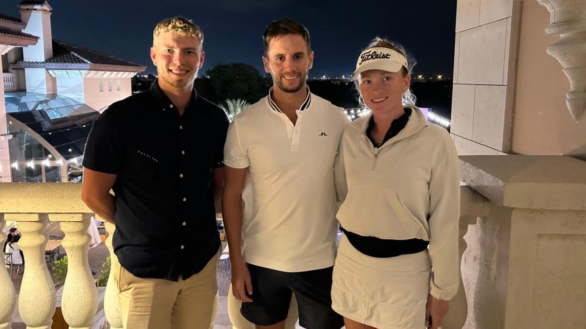 Left to right: Ed Atack (Golf Services Executive) and the winners of this week's Curry Club at JGE, Bradley Webb and Annabel Ayres. - Supplied photo