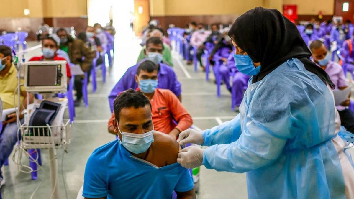 A vaccination drive at Indian Association Ajman. — Photo: Shihab
