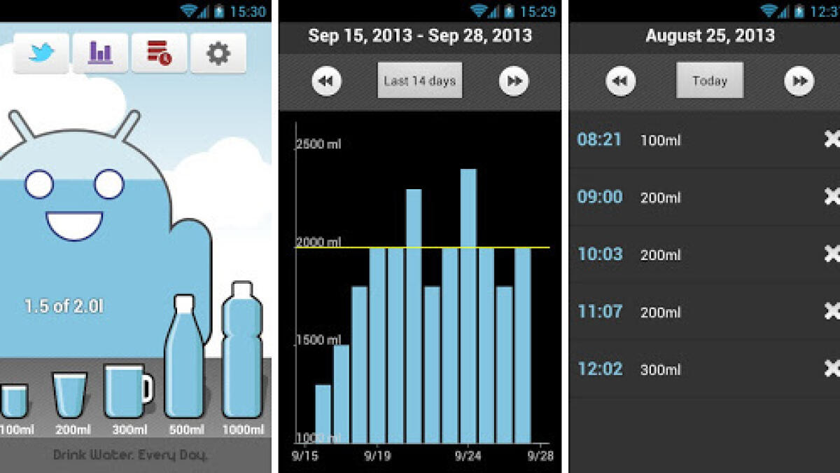 The Carbodroid apps helps you keep track of your daily water intake