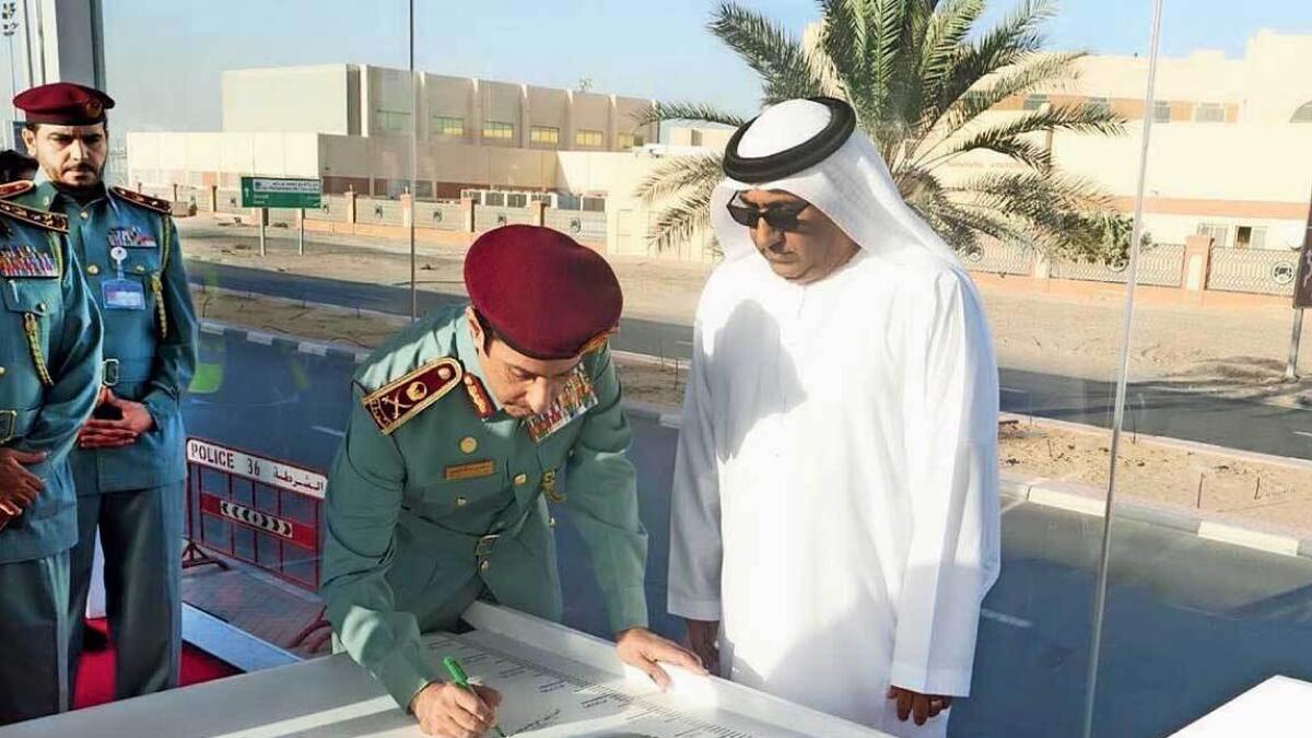 The Ajman Police, led by Maj-Gen Sheikh Sultan bin Abdullah Al Nuaimi,  write the biggest letter of loyalty to the UAE’s founding father as part of their Year of Zayed projects. — Supplied photo