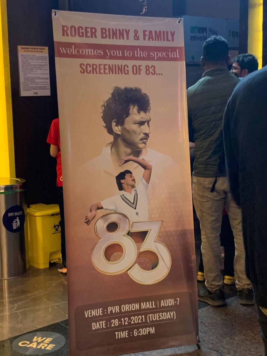 The Binny family held a special screening of the film, '83', which celebrates India's epic World Cup victory in England, where Roger played a crucial role.