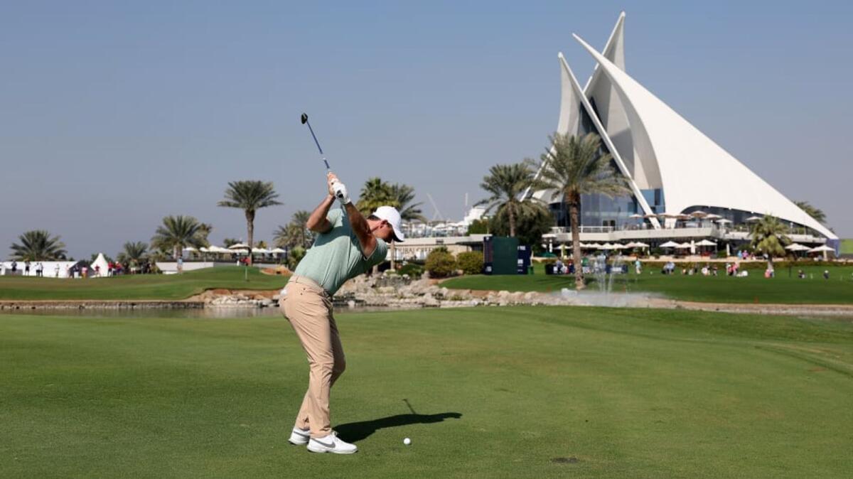 Rory McIlroy in action at Dubai Creek during his opening round of 62. - Supplied photo