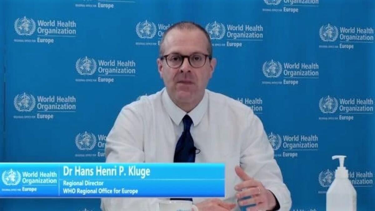 Head of the World Health Organization's Regional Office for Europe, Hans Kluge, during the WHO's weekly press conference on April 30, 2020.